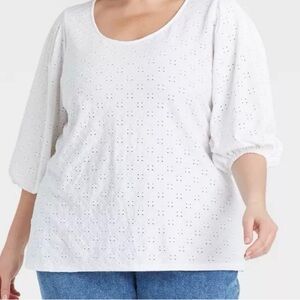 Target Women's White Eyelet Blouse